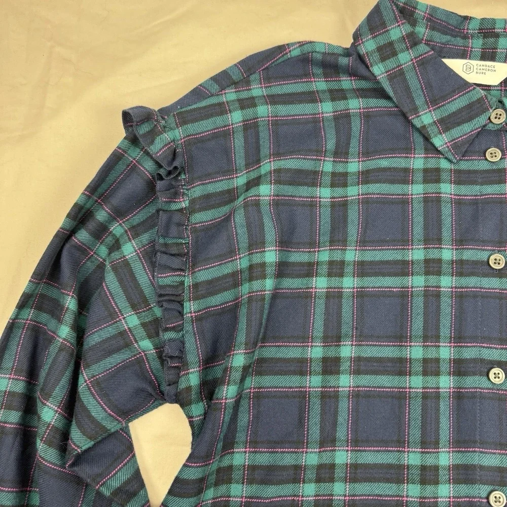 CANDACE CAMERON BURE Womens Long Sleeve Button Flannel‎ Shirt Top Blouse - S